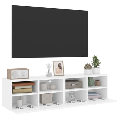 Veggmonterte TV-benker 2 stk hvit 60x30x30 cm konstruert tre