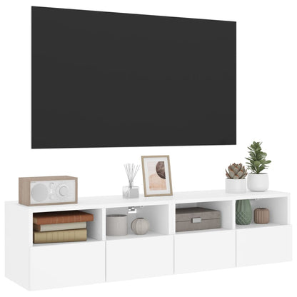 Veggmonterte TV-benker 2 stk hvit 60x30x30 cm konstruert tre