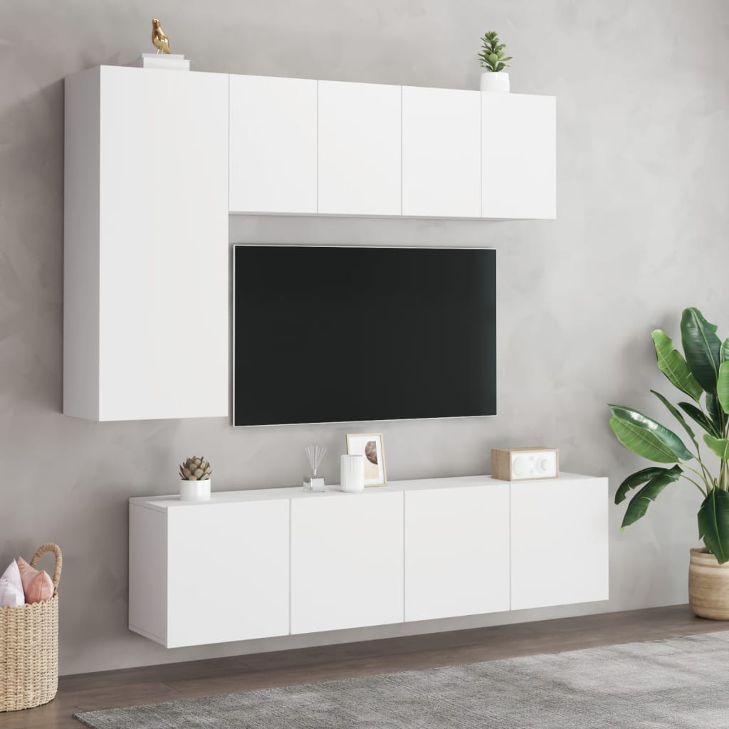 Veggmonterte TV-benker 2 stk hvit 60x30x41 cm