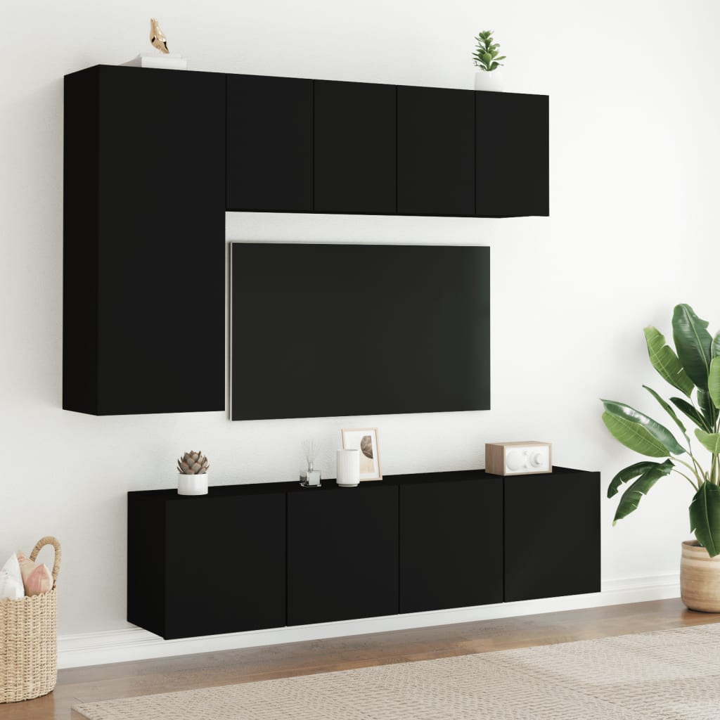 Veggmonterte TV-benker 2 stk svart 60x30x41 cm