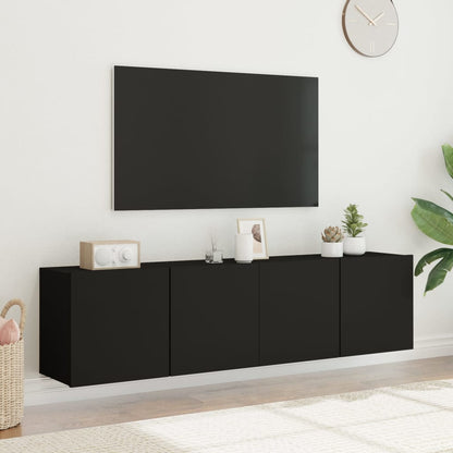 Veggmonterte TV-benker 2 stk svart 80x30x41 cm