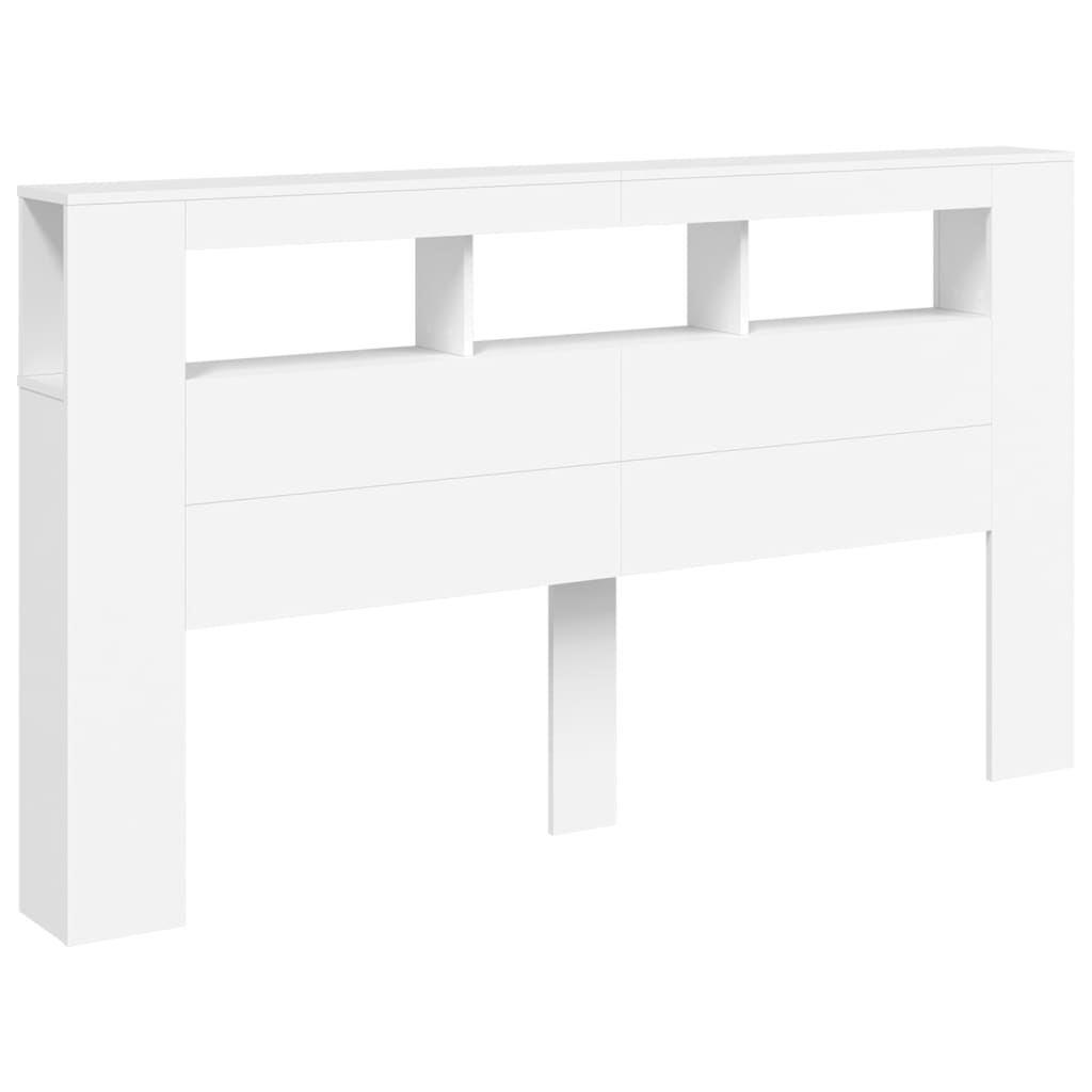 Sengegavl med LED hvit 180x18,5x103,5 cm konstruert tre