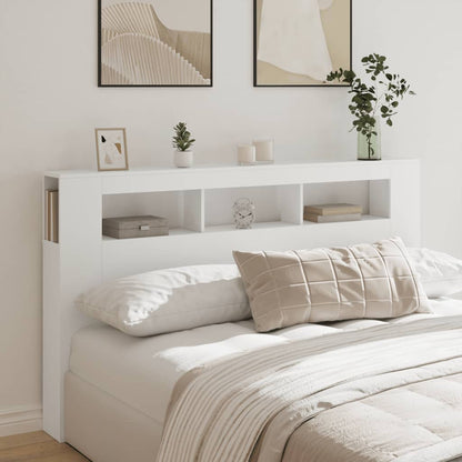 Sengegavl med LED hvit 180x18,5x103,5 cm konstruert tre