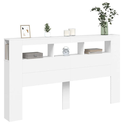 Sengegavl med LED hvit 180x18,5x103,5 cm konstruert tre