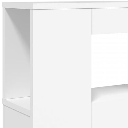 Sengegavl med LED hvit 180x18,5x103,5 cm konstruert tre
