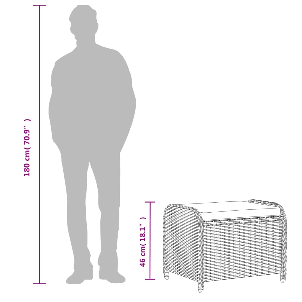 Hagekrakk med pute brun 58x46x46 cm polyrotting
