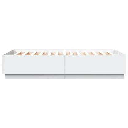 Sengeramme med LED-lys hvit 120x200 cm konstruert tre