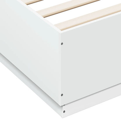Sengeramme med LED-lys hvit 120x200 cm konstruert tre