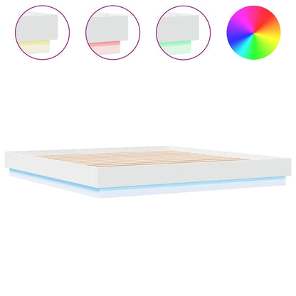Sengeramme med LED-lys hvit 180x200 cm