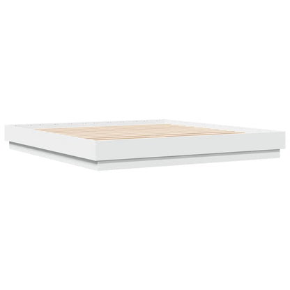 Sengeramme med LED-lys hvit 180x200 cm