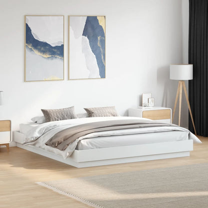 Sengeramme med LED-lys hvit 180x200 cm