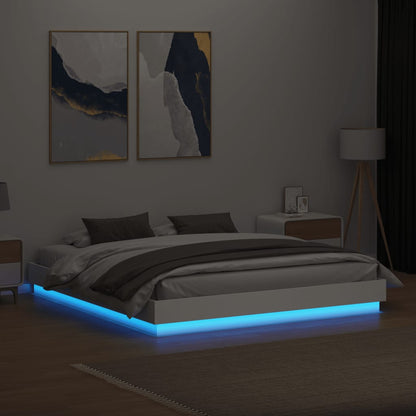 Sengeramme med LED-lys hvit 180x200 cm