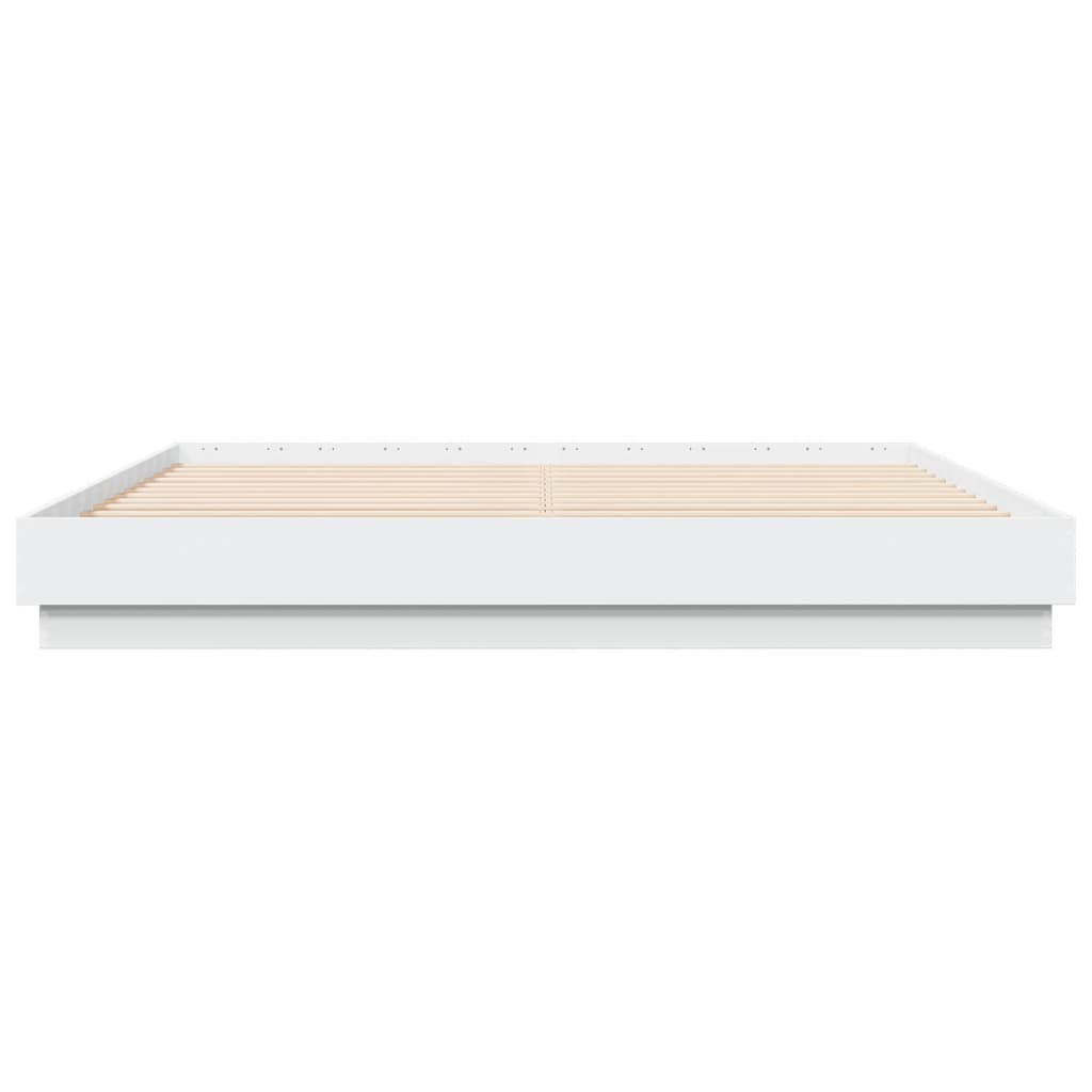 Sengeramme med LED-lys hvit 180x200 cm