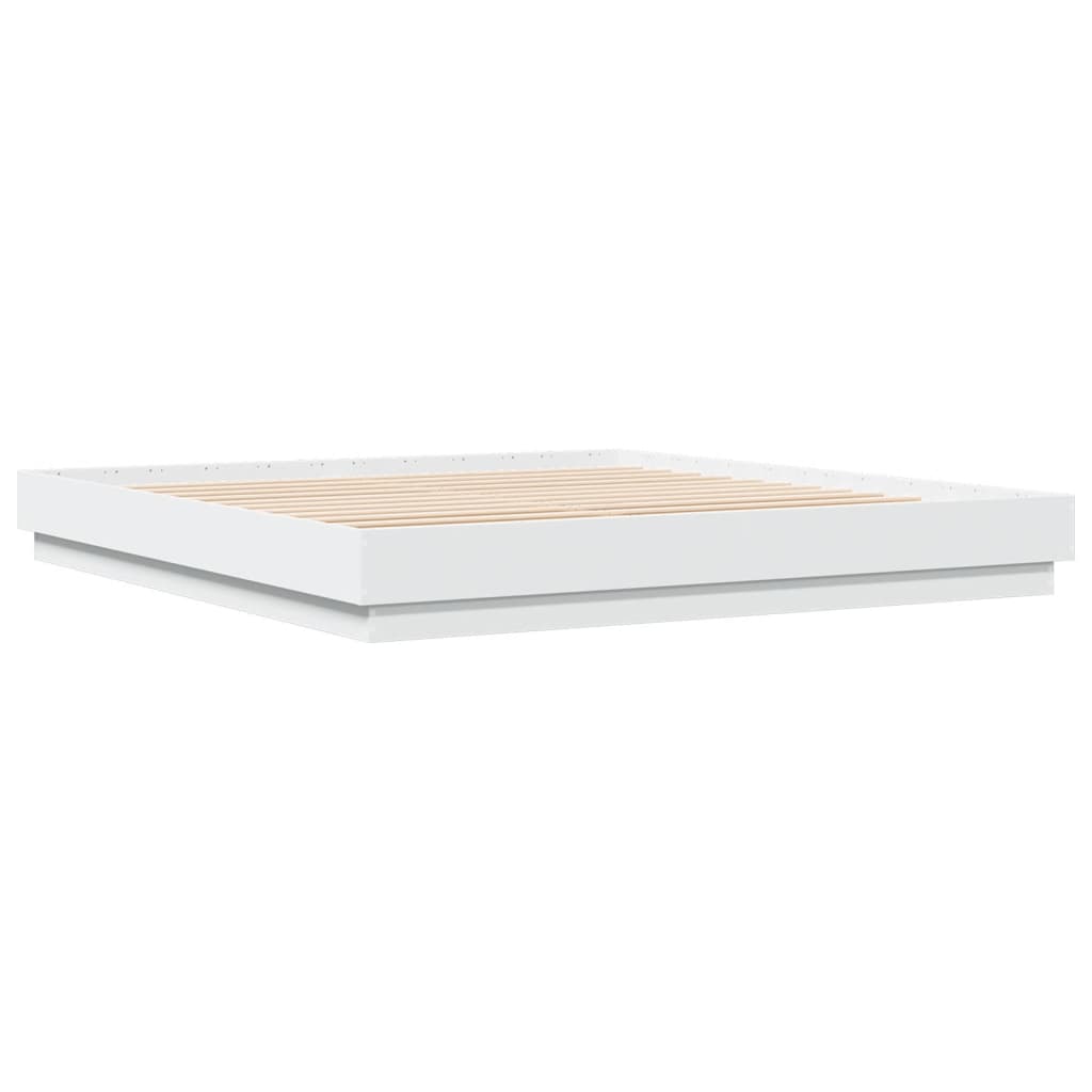 Sengeramme med LED-lys hvit 180x200 cm