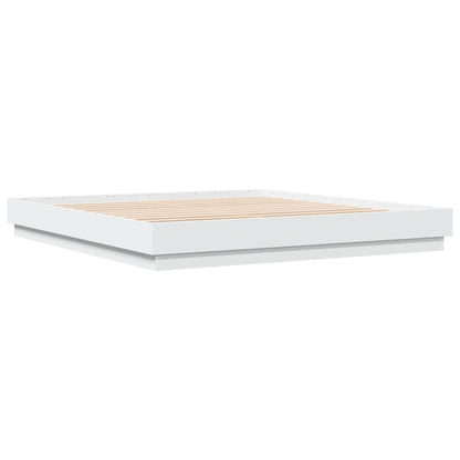 Sengeramme med LED-lys hvit 180x200 cm