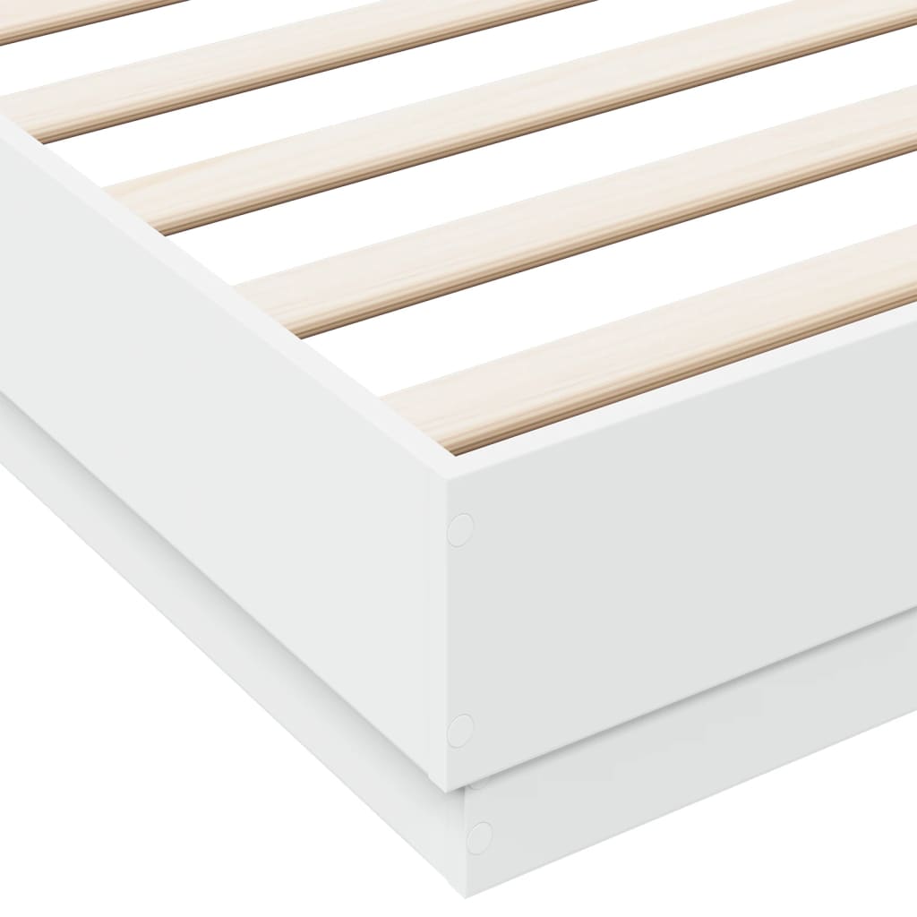 Sengeramme med LED-lys hvit 180x200 cm