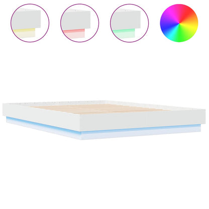 Sengeramme med LED-lys hvit 120x200 cm