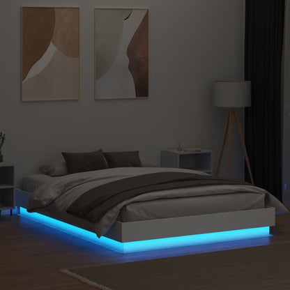 Sengeramme med LED-lys hvit 120x200 cm