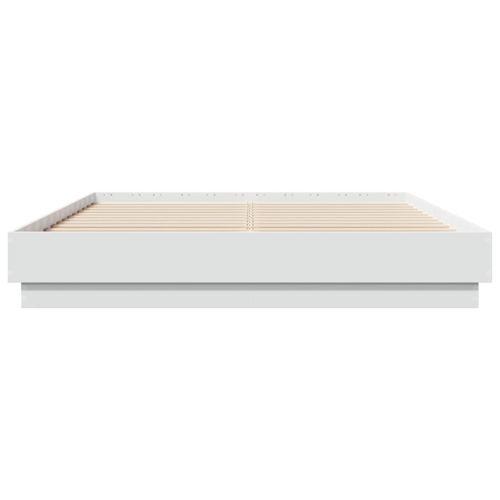 Sengeramme med LED-lys hvit 120x200 cm