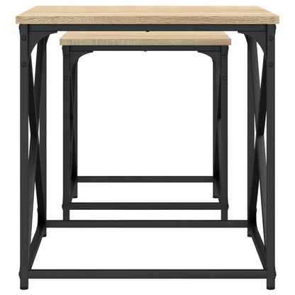 Stablebare salongbord 2 stk sonoma eik konstruert tre
