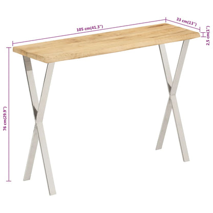 Konsollbord med naturlig kant 105x33x76 cm heltre mango
