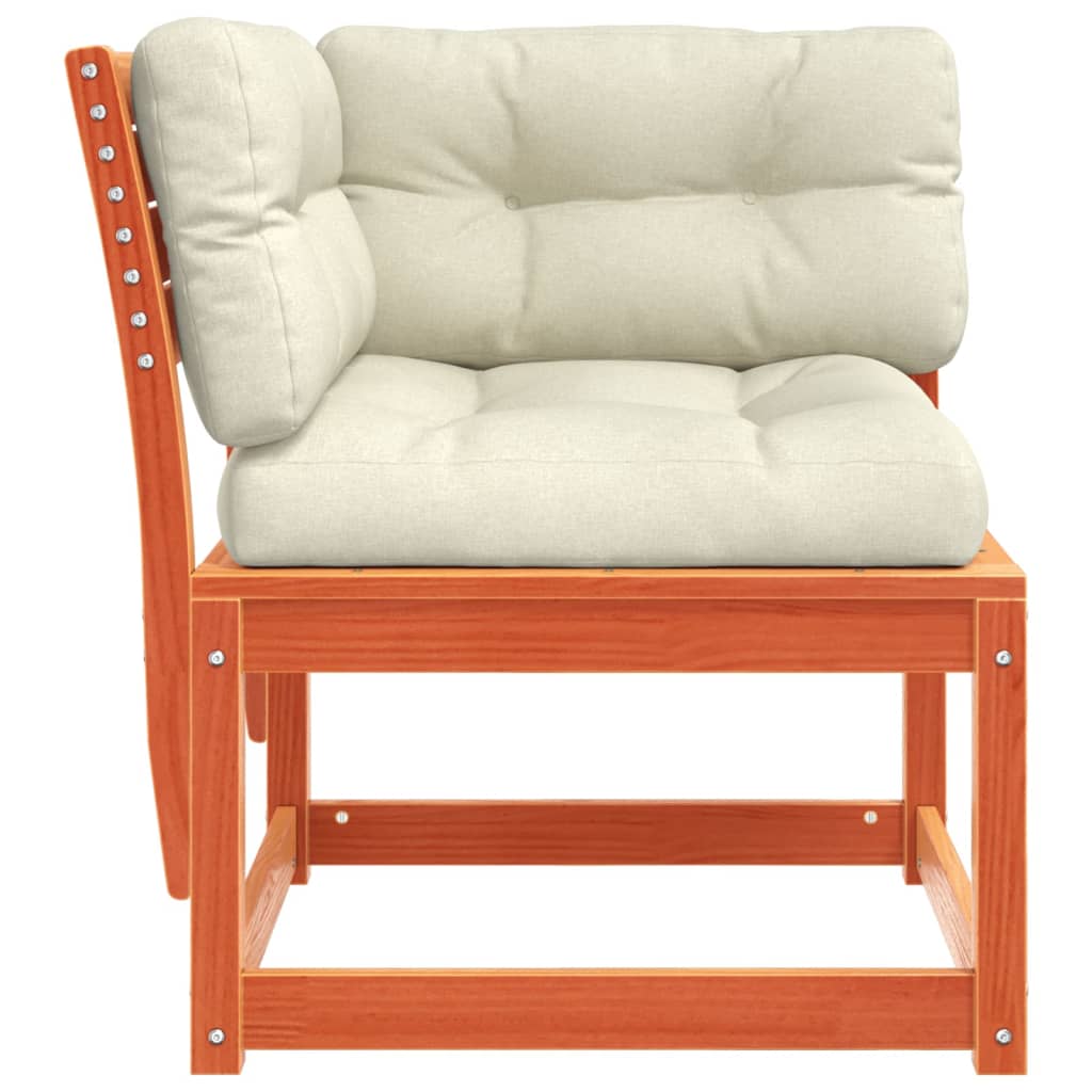 Hagesofa for hjørne med pute voksbrun 73x73x78 cm heltre furu