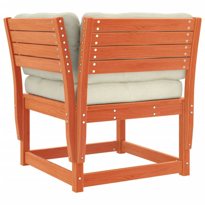 Hagesofa for hjørne med pute voksbrun 73x73x78 cm heltre furu