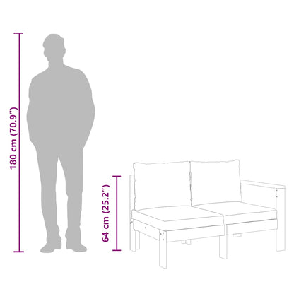 Hagesofa med 1 armlene 2-seters heltre akasie