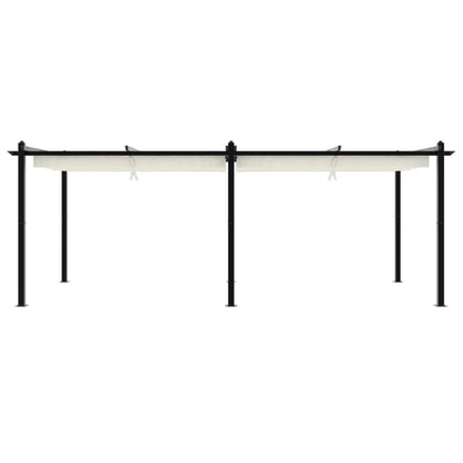Hagepaviljong med uttrekkbar tak kremhvit 3x6 m aluminium