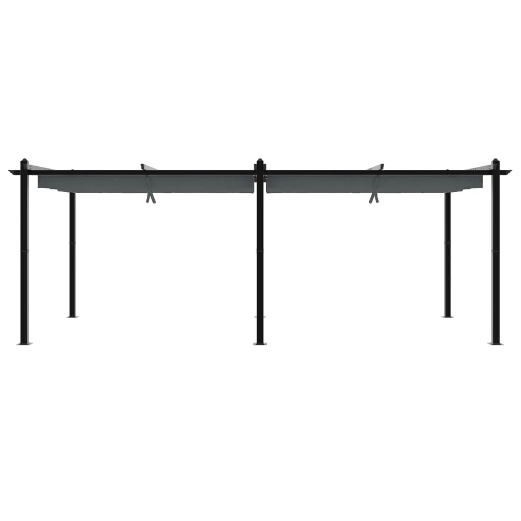 Hagepaviljong med uttrekkbar tak antrasitt 3x6 m aluminium