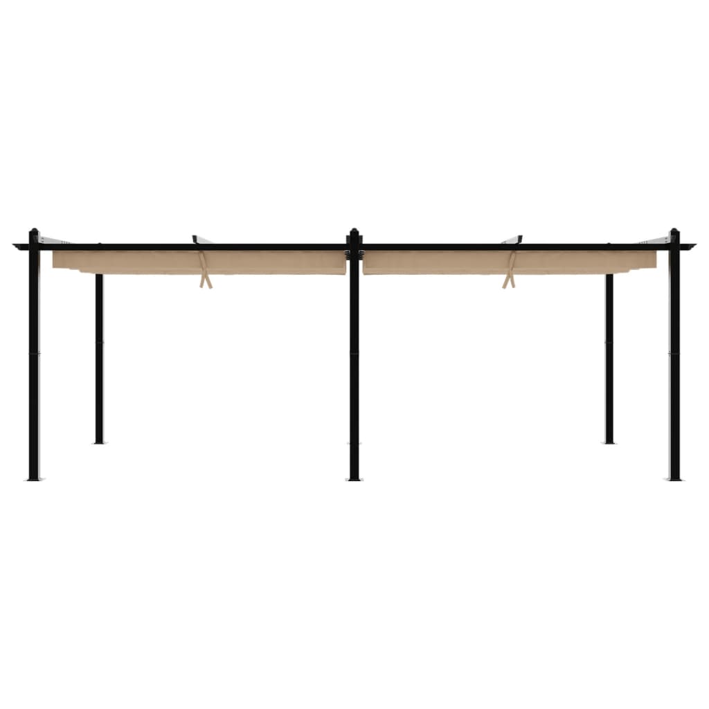 Hagepaviljong med uttrekkbar tak gråbrun 3x6 m aluminium