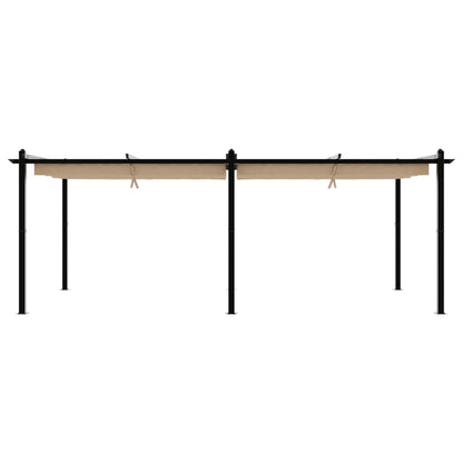 Hagepaviljong med uttrekkbar tak gråbrun 3x6 m aluminium