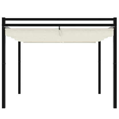Hagepaviljong med uttrekkbar tak kremhvit 3x3 m aluminium