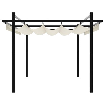 Hagepaviljong med uttrekkbar tak kremhvit 3x3 m aluminium