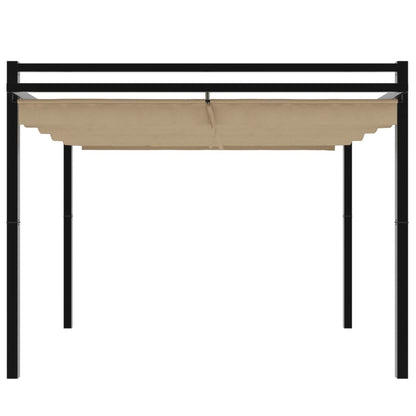 Hagepaviljong med uttrekkbar tak gråbrun 3x3 m aluminium