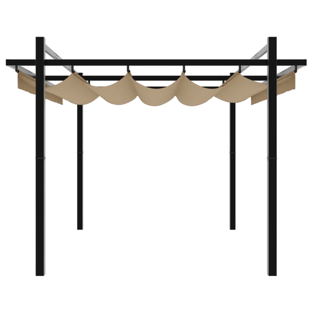 Hagepaviljong med uttrekkbar tak gråbrun 3x3 m aluminium