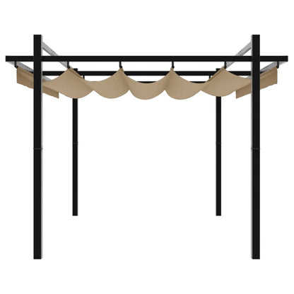 Hagepaviljong med uttrekkbar tak gråbrun 3x3 m aluminium