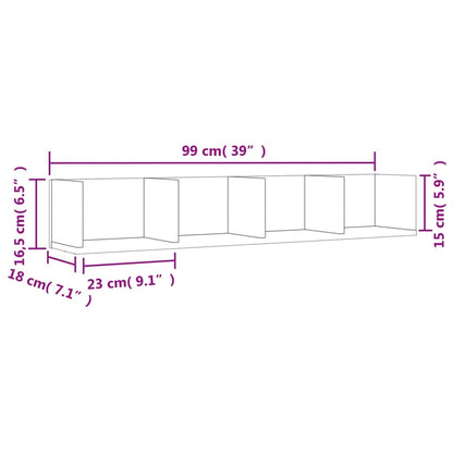 Veggskap 2 stk brun eik 99x18x16,5 cm konstruert tre