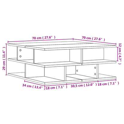 Sofabord hvit 70x70x29 cm konstruert tre