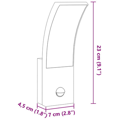 Veggmonterte LED-utelampe med sensor hvit støpt aluminium