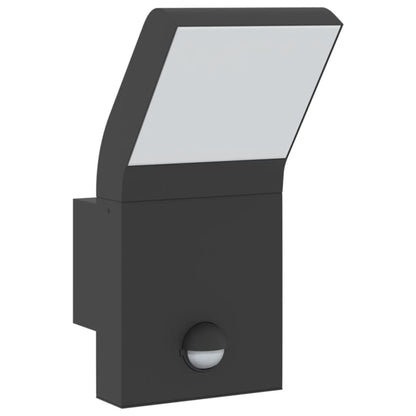 Veggmonterte LED-utelampe med sensor svart støpt aluminium