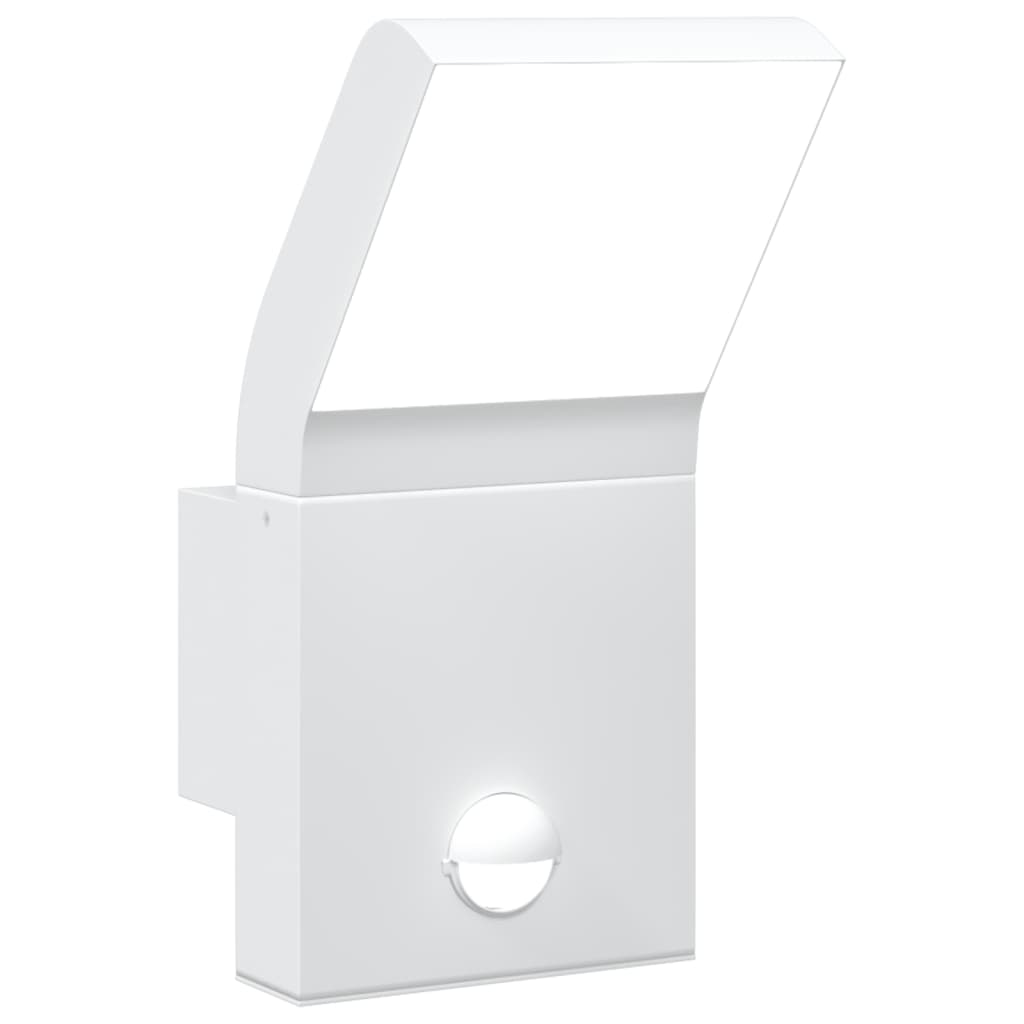 Veggmonterte LED-utelampe med sensor hvit støpt aluminium