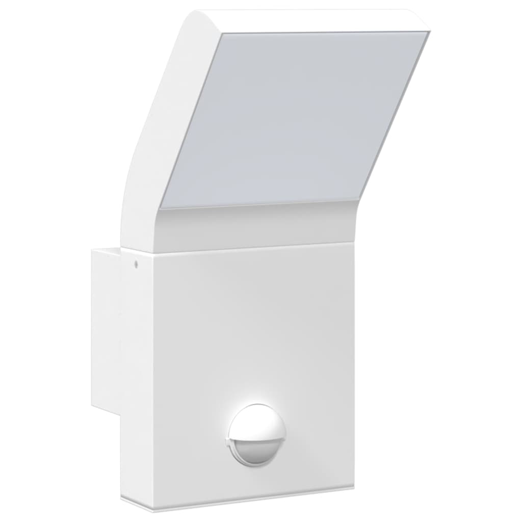 Veggmonterte LED-utelampe med sensor hvit støpt aluminium