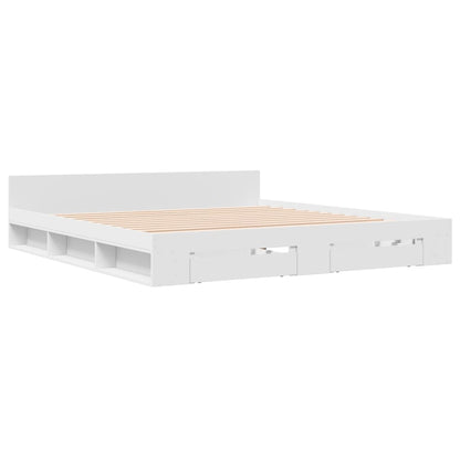 Sengeramme med skuffer hvit 180x200 cm konstruert tre
