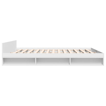 Sengeramme med skuffer hvit 180x200 cm konstruert tre