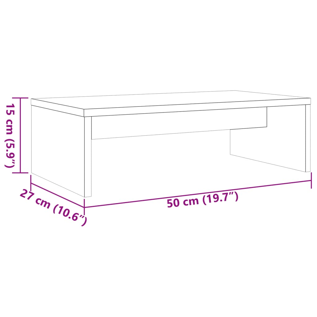 Monitorstativ voksbrun 50x27x15 cm heltre furu