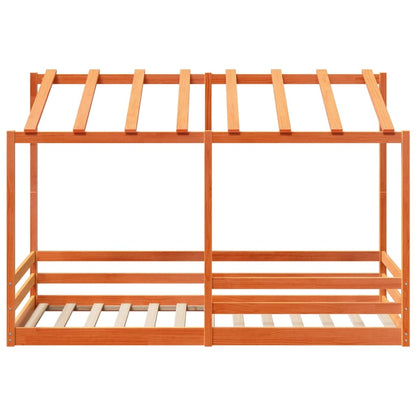 Barneseng med tak voksbrun 90x200 cm heltre furu