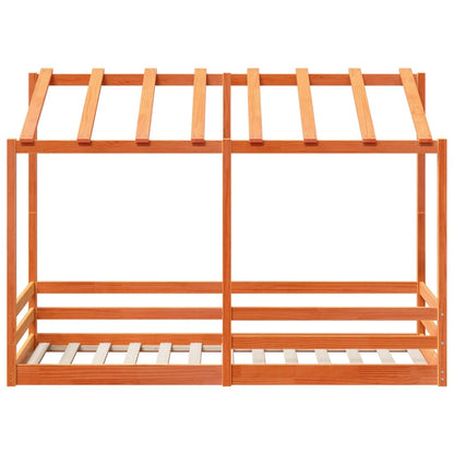 Barneseng med tak voksbrun 75x190 cm heltre furu