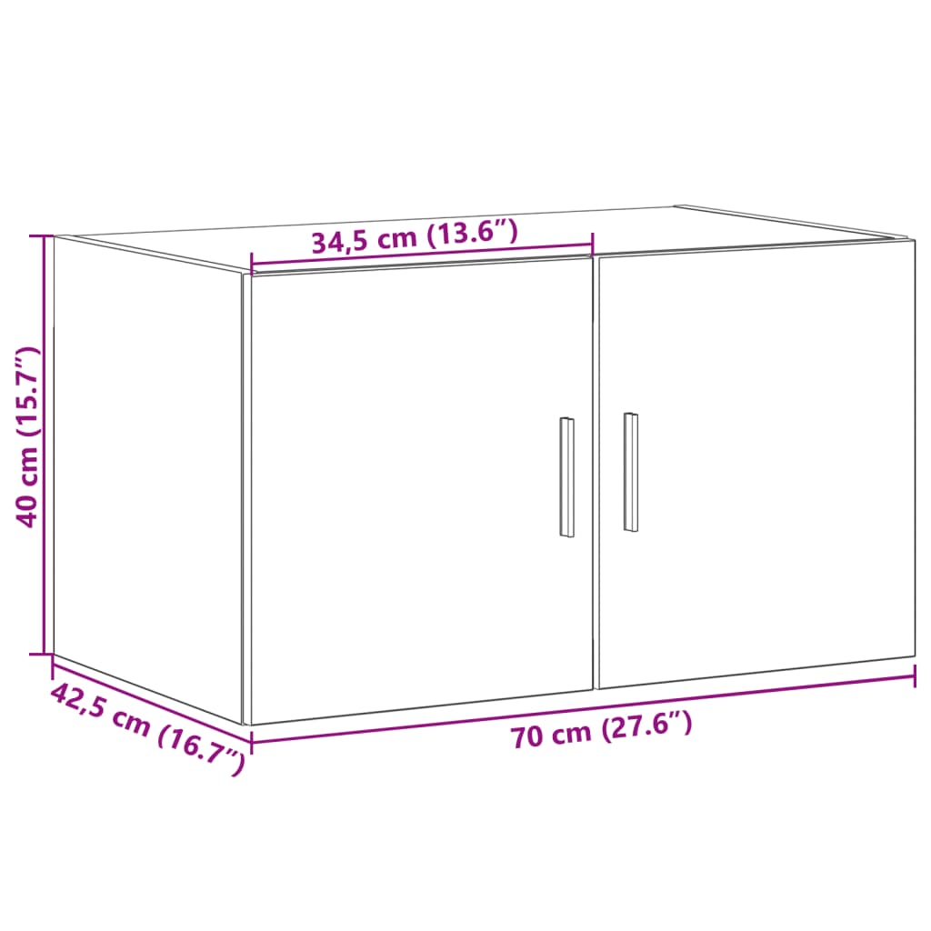 Veggskap betonggrå 70x42,5x40 cm konstruert tre