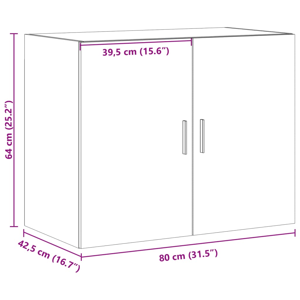 Veggskap betonggrå 80x42,5x64 cm konstruert tre